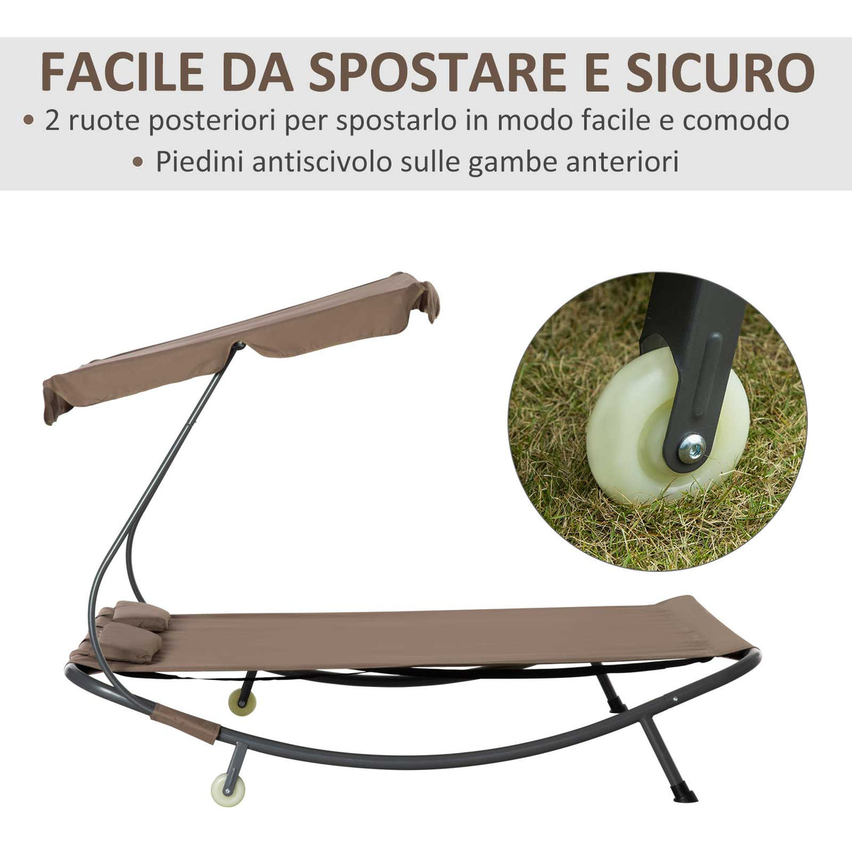easycomfort easycomfort lettino matrimoniale 2 posti parasole regolabile da esterno e giardino 200x175 x134cm marrone