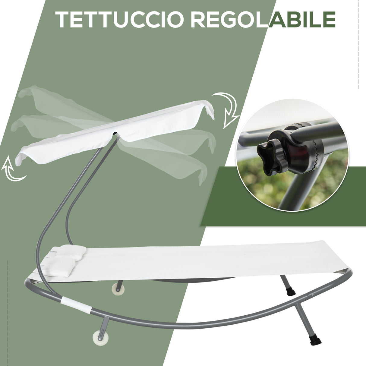 easycomfort easycomfort lettino sdraio prendisole matrimoniale con tettuccio regolabile crema
