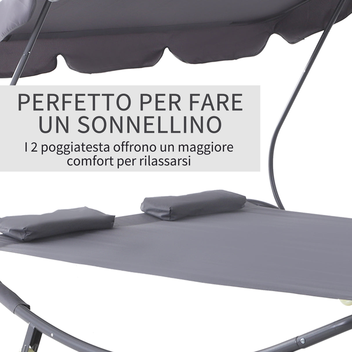 easycomfort easycomfort lettino sdraio prendisole matrimoniale con tettuccio regolabile grigio