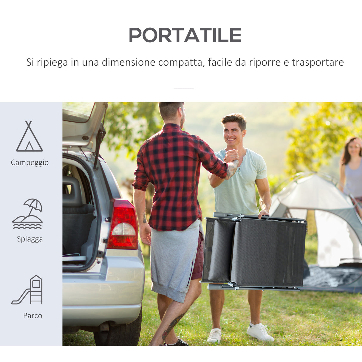 easycomfort easycomfort sdraio prendisole relax reclinabile pieghevole con cuscino giardino grigio