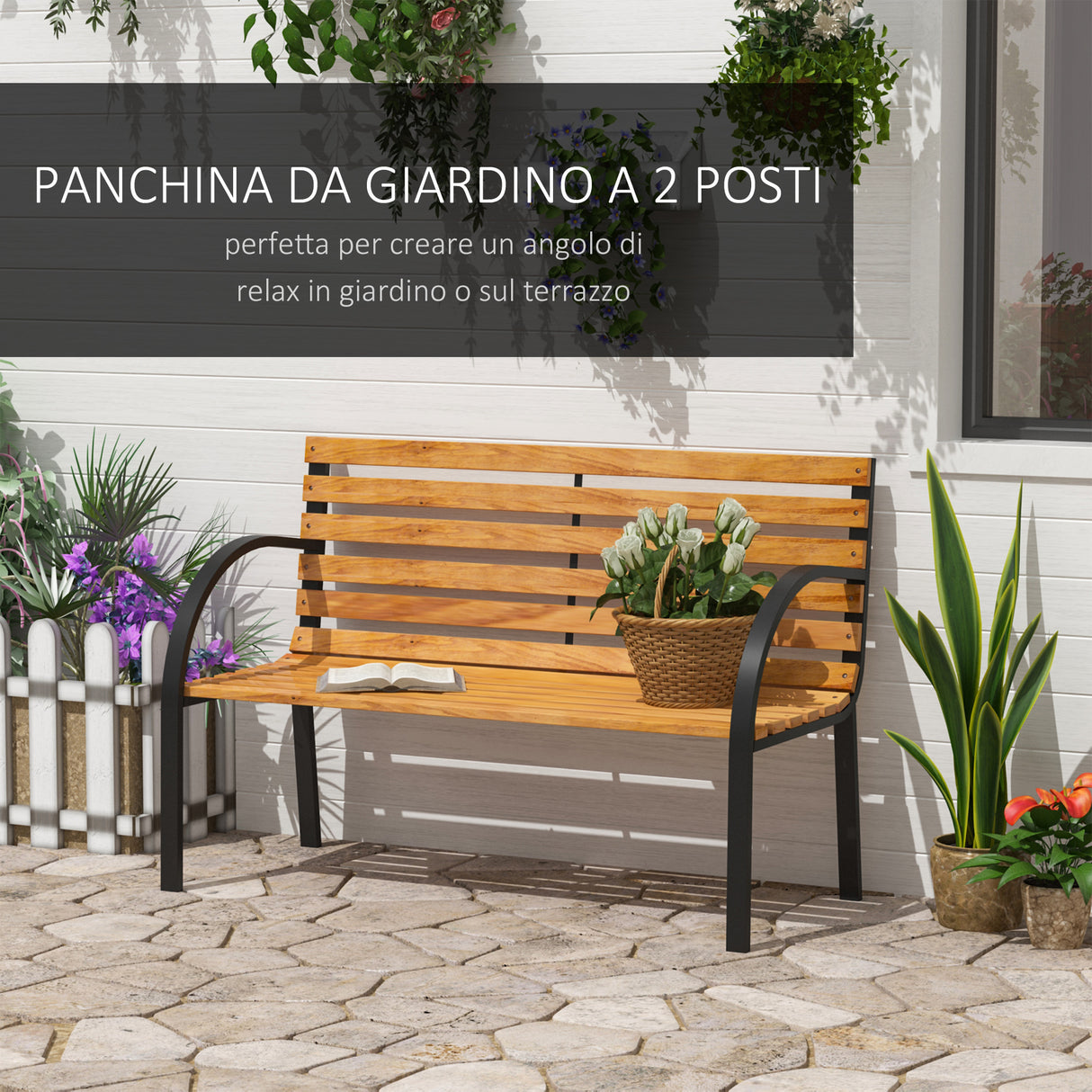 easycomfort easycomfort panca in legno 2 posti panchina da esterno giardino balcone