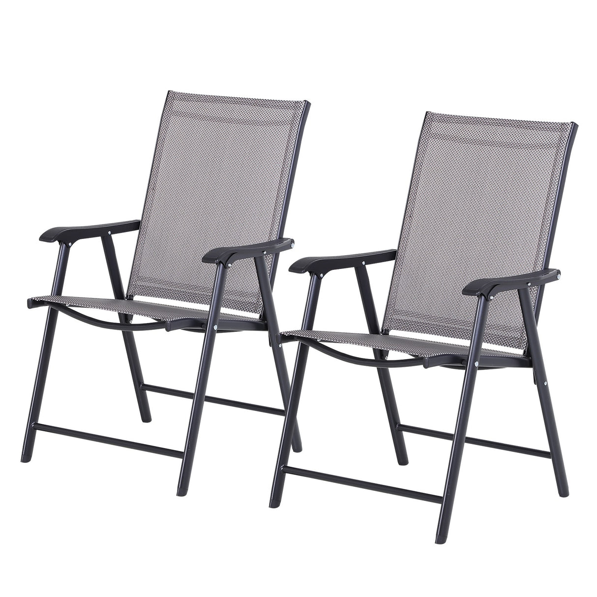 easycomfort easycomfort set 2 sedie pieghevoli da esterni in acciaio e textilene grigio e nero