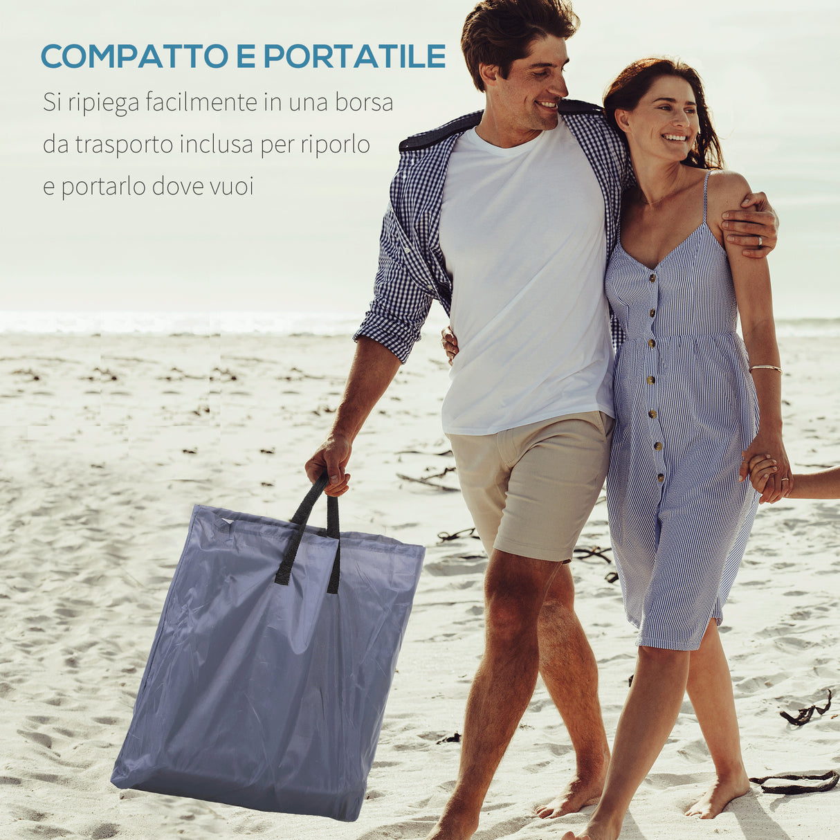 easycomfort easycomfort set 2 materassini da spiaggia pieghevoli con schienale regolabile grigio