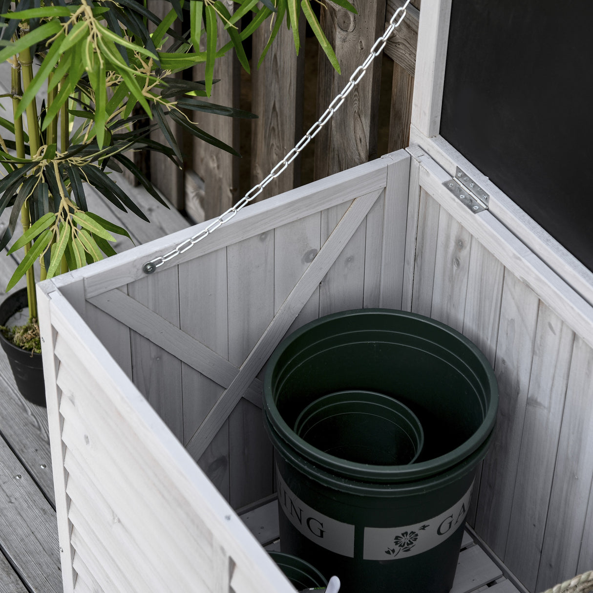 easycomfort easycomfort panca contenitore in legno di abete cassapanca da esterno con piedini antiscivolo 127x56x60cm grigio