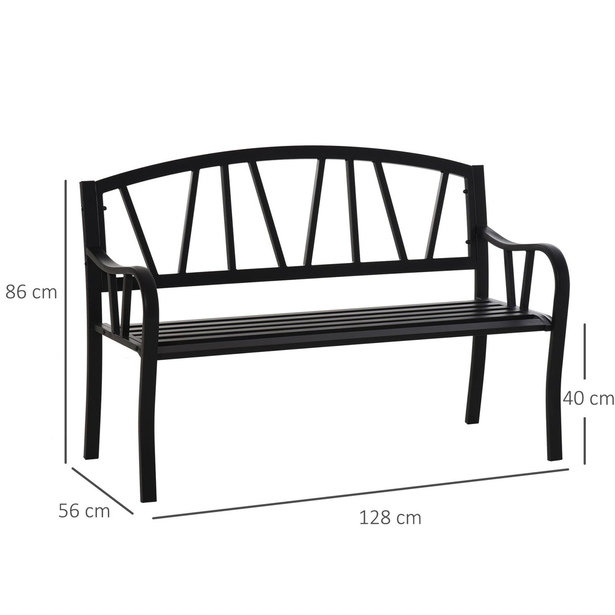 easycomfort easycomfort panchina da giardino in metallo nero impermeabile panca da esterno in ferro 2 posti 128x56x86cm
