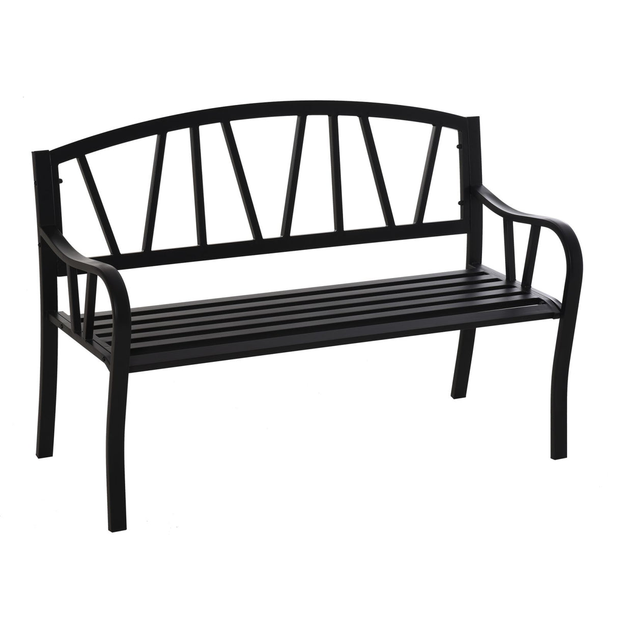 easycomfort easycomfort panchina da giardino in metallo nero impermeabile panca da esterno in ferro 2 posti 128x56x86cm