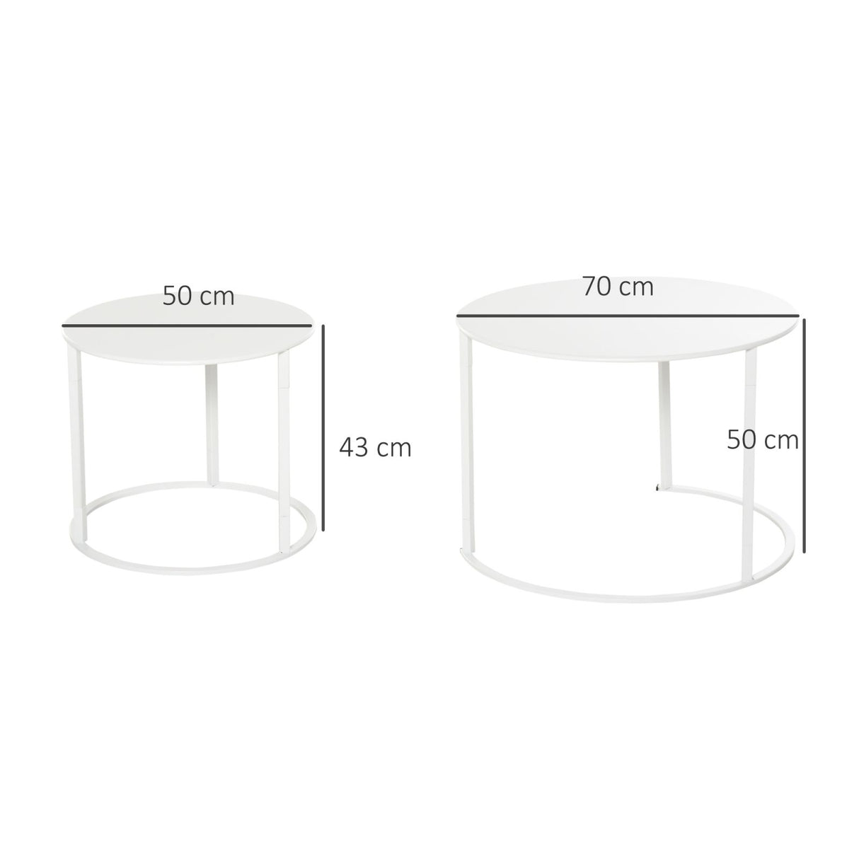 easycomfort area occasioni easycomfort set 2 tavolini da salotto e giardino salvaspazio sovrapponibili tavolini da caffe in ferro bianco