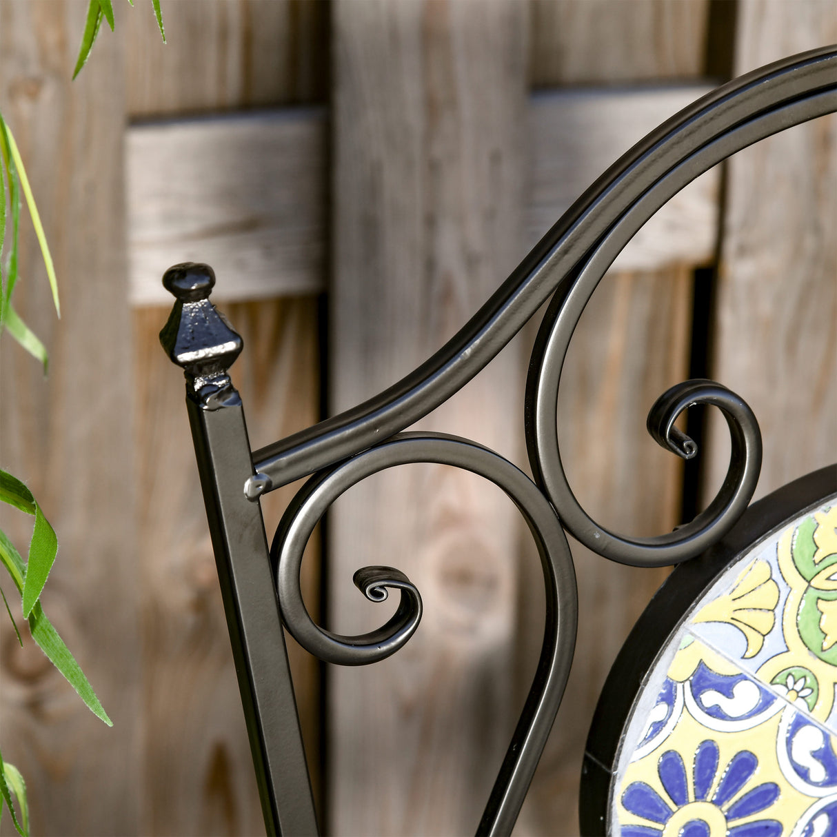 easycomfort easycomfort set tavolo e sedie da balcone 3 pezzi set da giardino pieghevoli in metallo con maioliche colorate multicolore