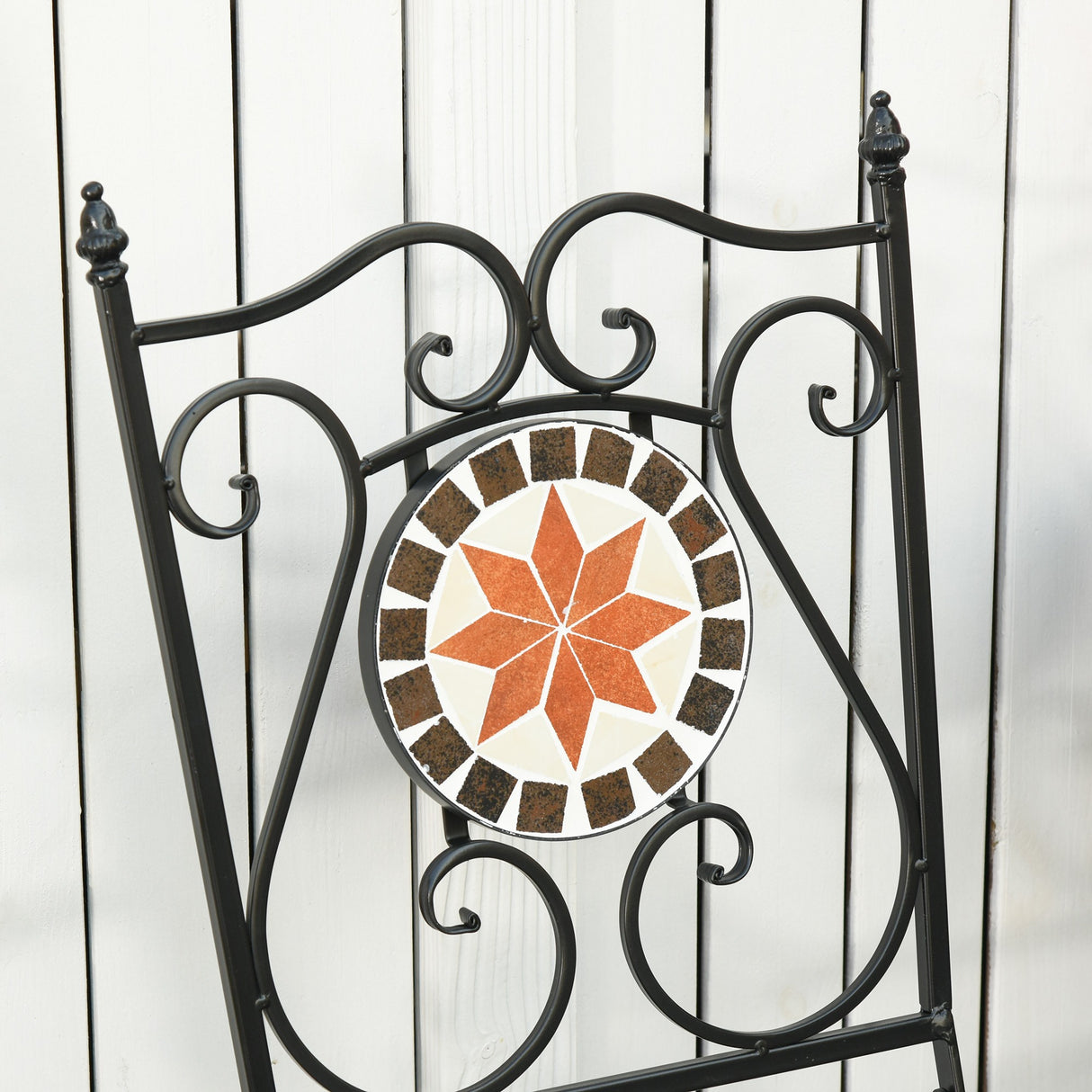 easycomfort mobili da giardino set da 3 pezzi con 2 sedie pieghevoli e 1 tavolino in metallo e ceramica