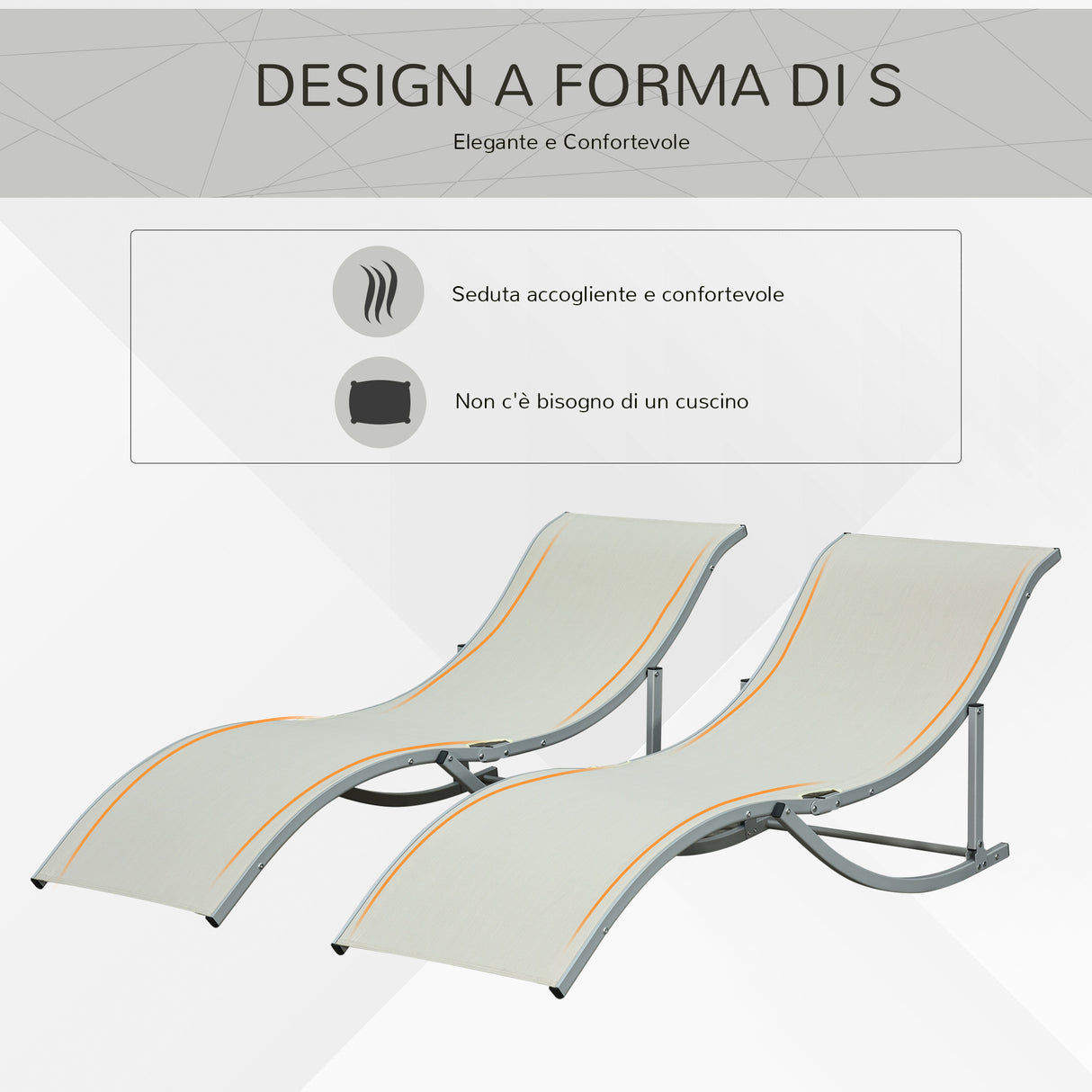 easycomfort easycomfort set 2 sdraio da giardino pieghevoli lettino prendisole in alluminio e textilene beige 61x165x63cm