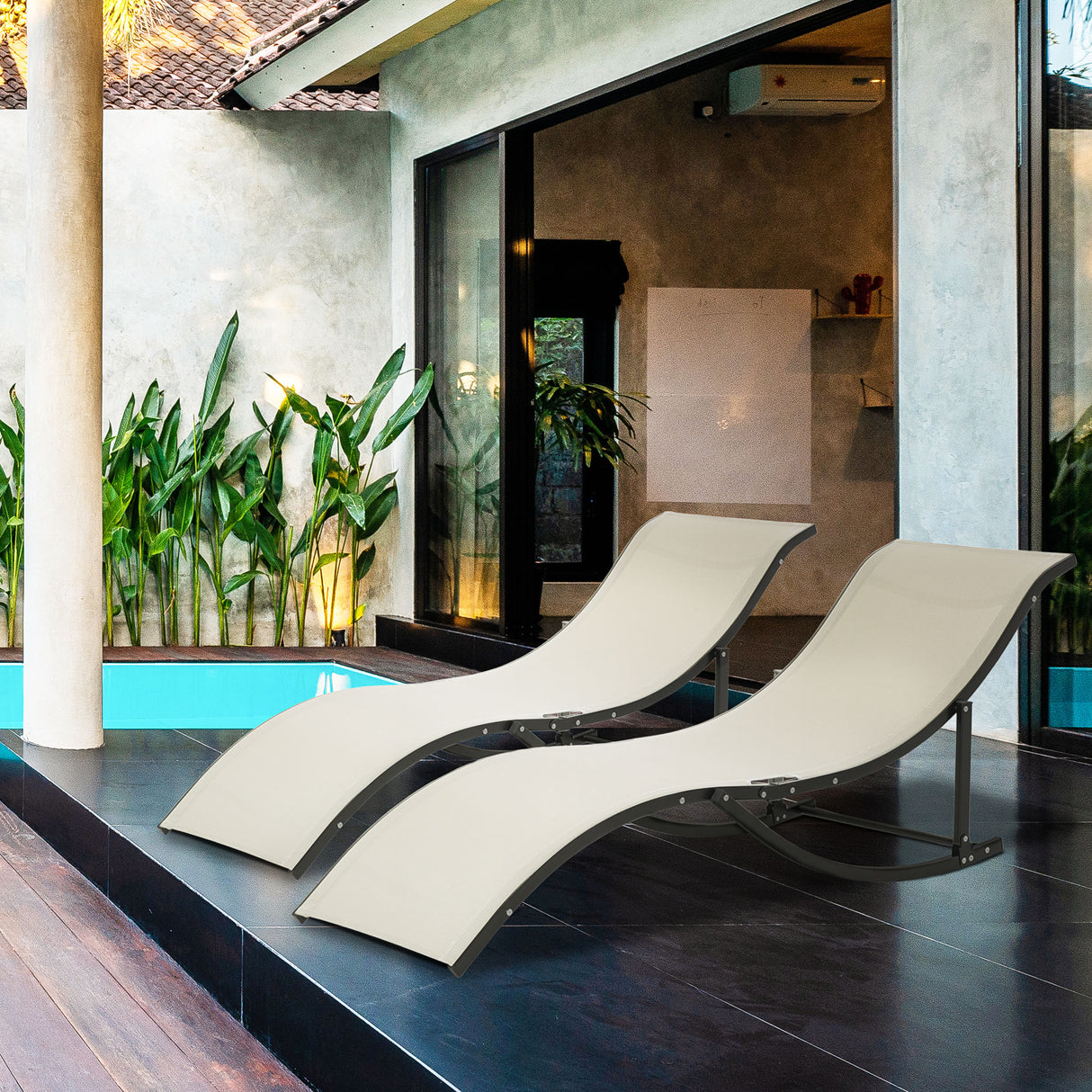 easycomfort set 2 sdraio da giardino pieghevoli lettino prendisole in alluminio e textilene 61x165x63cm 33147