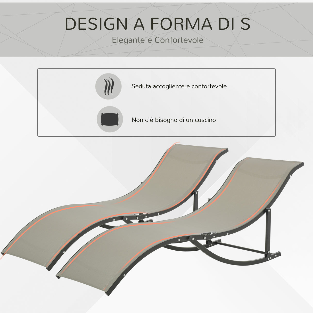 easycomfort set 2 sdraio da giardino pieghevoli lettino prendisole in alluminio e textilene 61x165x63cm 33147