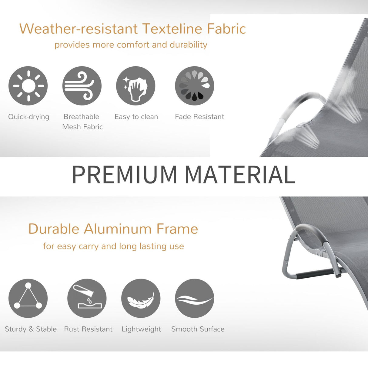 easycomfort easycomfort lettino prendisole in alluminio sedia sdraio da giardino in textilene nero con poggiatesta rimovibile