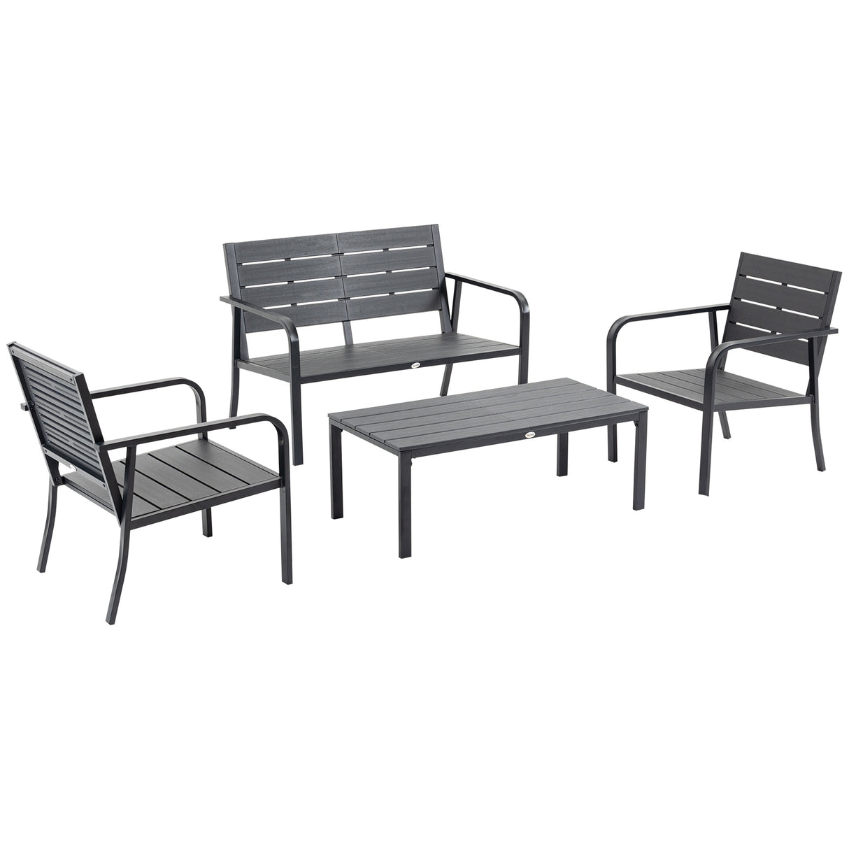 easycomfort set salotto da giardino da 4 pezzi con panchina a 2 posti 2 poltrone e tavolino caffe