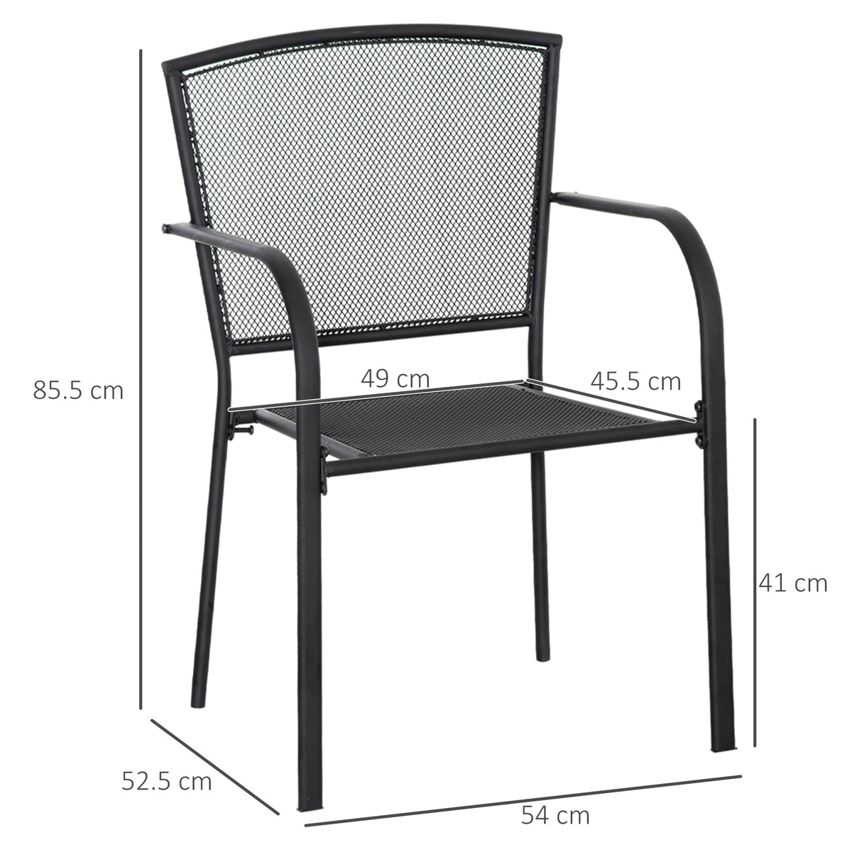 easycomfort set 2 sedie da giardino in metallo per cortile patio e terrazza nero