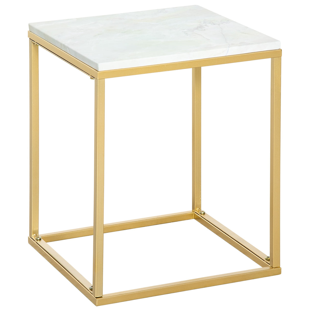 easycomfort easycomfort tavolino da caffe per casa e giardino in metallo con effetto marmo 40x40x50cm oro