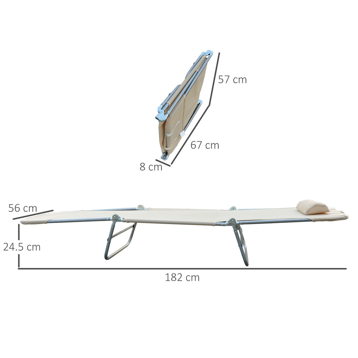 easycomfort set 2 lettini prendisole pieghevoli con schienale reclinabile a 4 livelli metallo e tessuto a rete beige