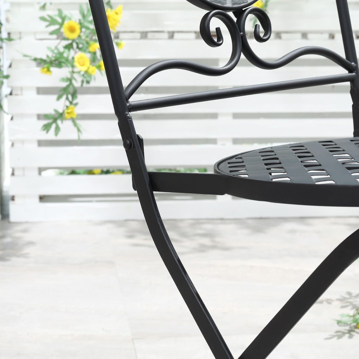 easycomfort set da giardino 3 pezzi 2 sedie pieghevoli e 1 tavolo design a mosaico grigio