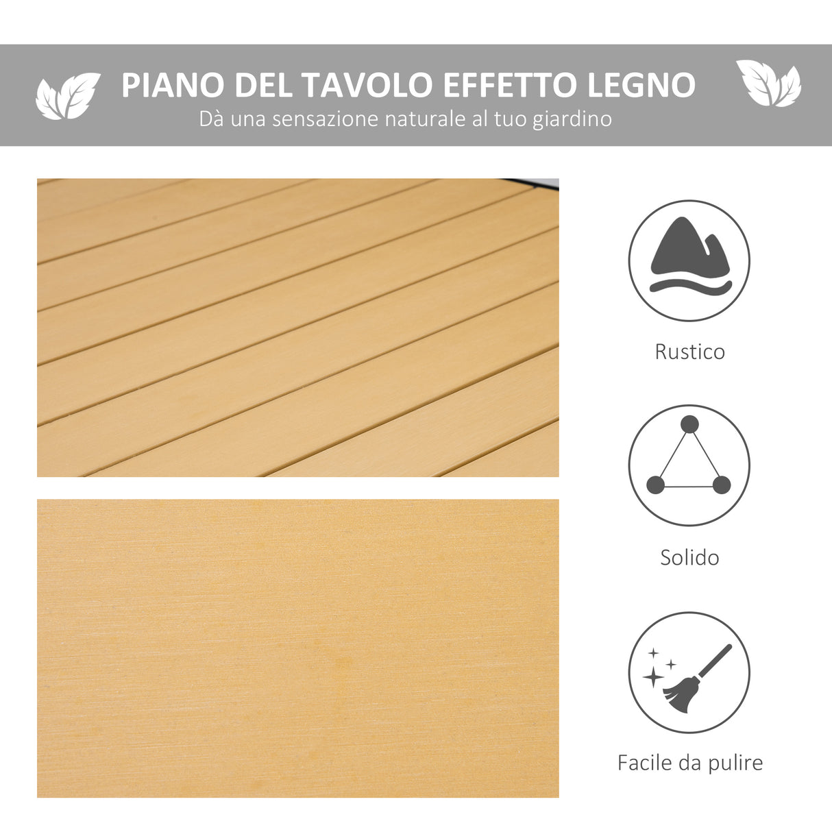 easycomfort easycomfort tavolo da giardino per 8 persone in alluminio tavolo da esterno in plastica per terrazzo e balcone nero e color legno