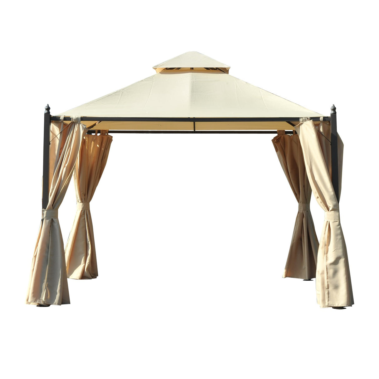 easycomfort easycomfort gazebo da giardino 3 x 3m con 4 tende laterali e doppio tetto beige