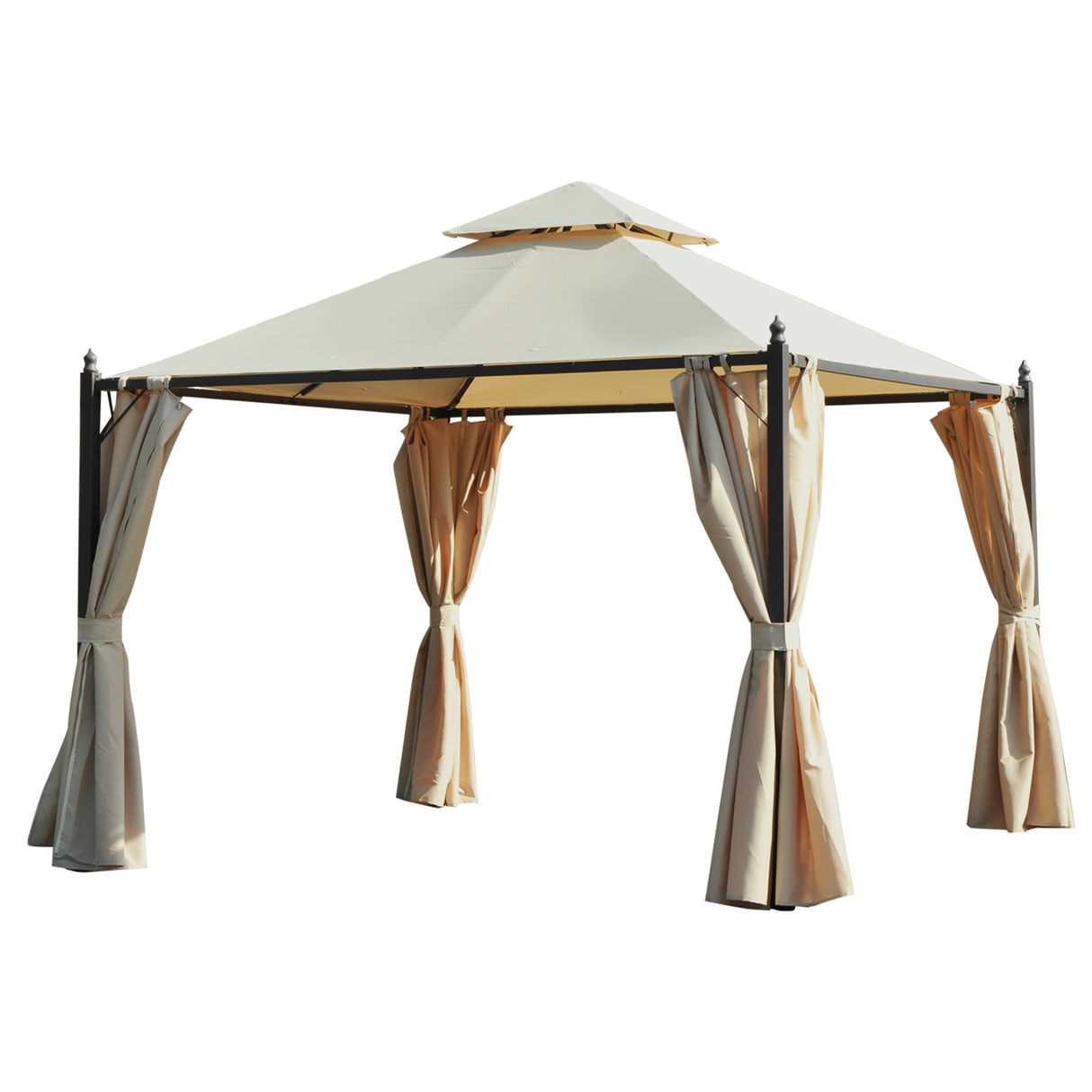 easycomfort easycomfort gazebo da giardino 3 x 3m con 4 tende laterali e doppio tetto beige