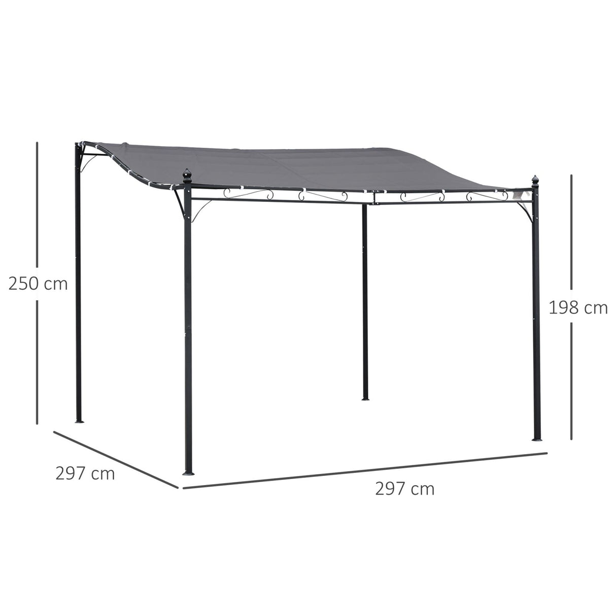 easycomfort easycomfort gazebo pergola 3x3m da esterno giardino o terrazzo con tenda grigia