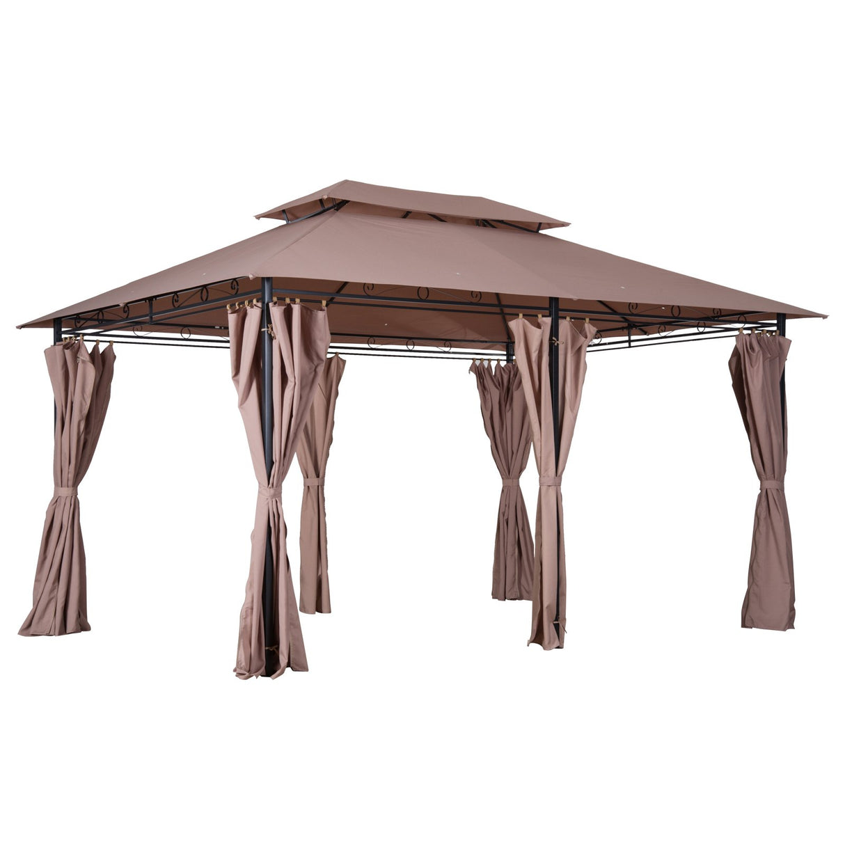 easycomfort easycomfort gazebo in acciaio con doppio tetto e tende impermeabili color cachi 4 x 3 m