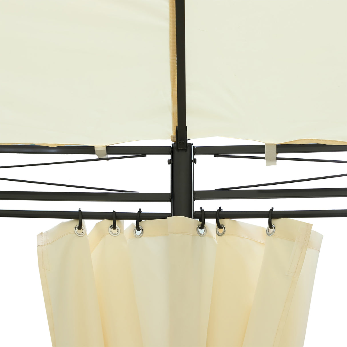 easycomfort gazebo da giardino rotondo con doppio tettuccio cinghie e tende o3.5x2.8m bianco