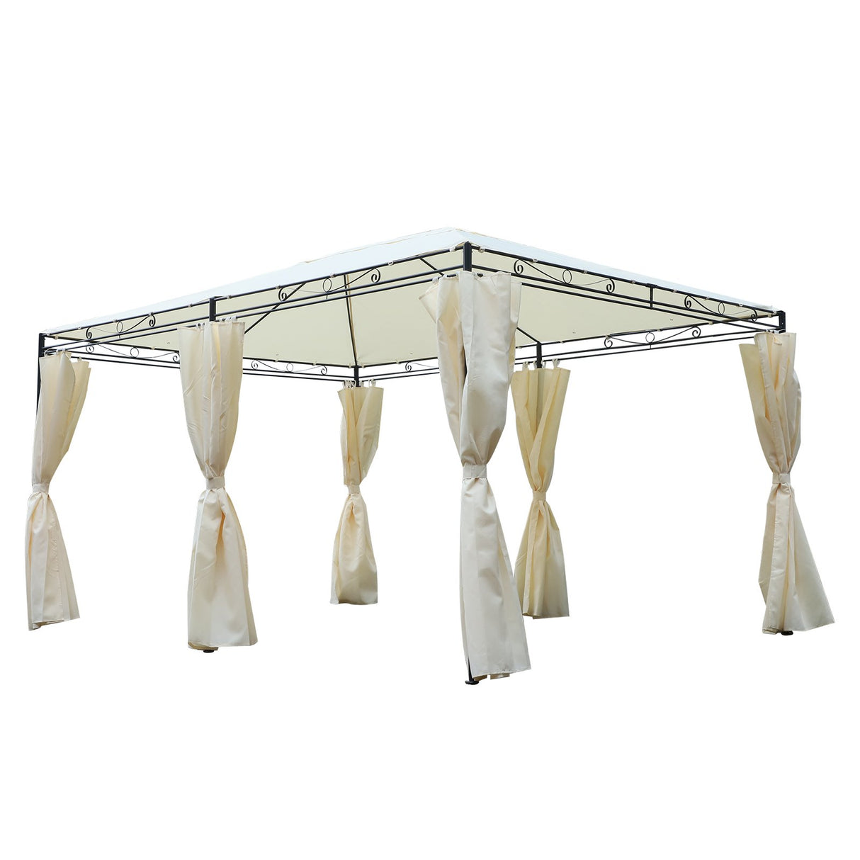 easycomfort easycomfort gazebo rettangolare con struttura in metallo robusto e teli laterali crema 4x3m