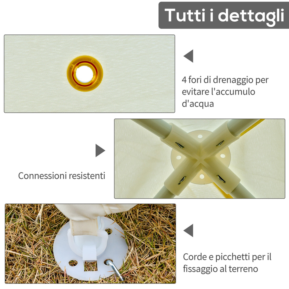 easycomfort easycomfort gazebo da giardino impermeabile con zanzariere beige 3 x 3 x 2.35 m