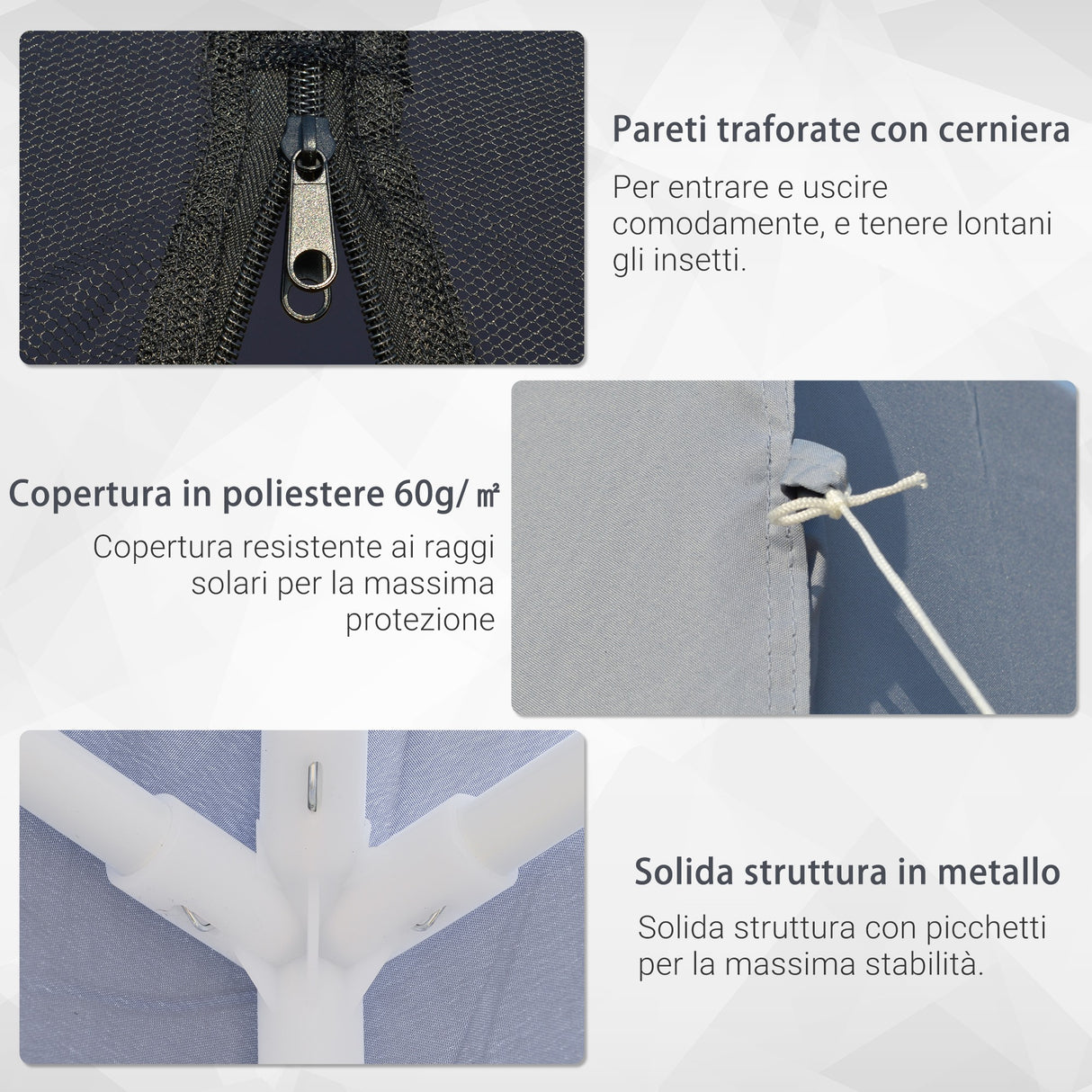 easycomfort easycomfort gazebo da giardino 3x3m con zanzariera copertura in poliestere e struttura in metallo grigio