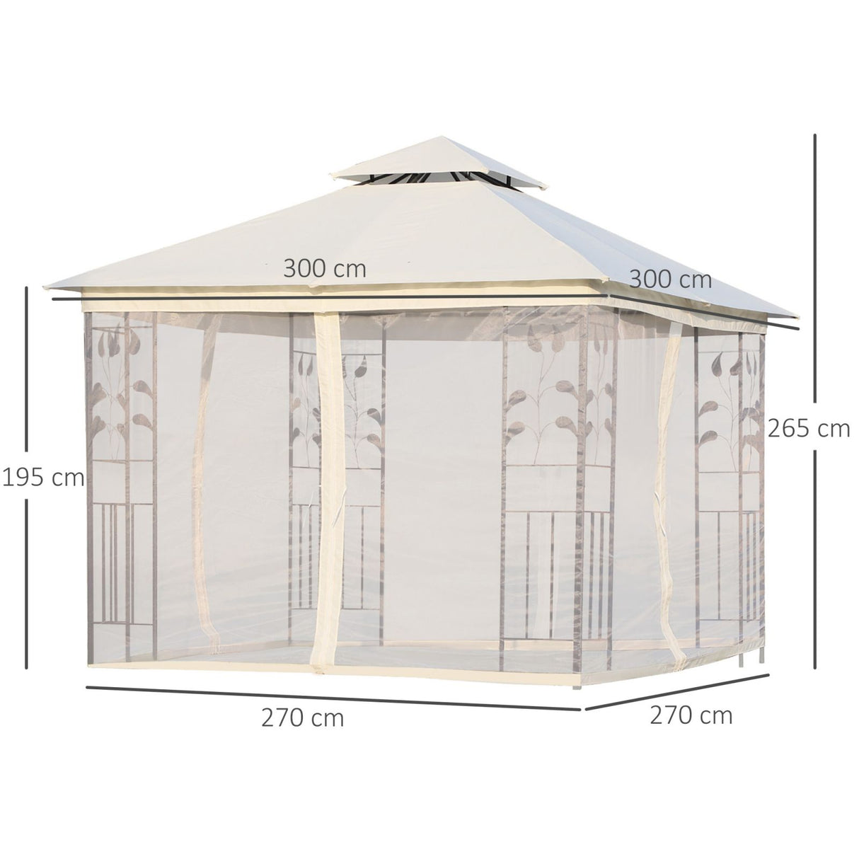 easycomfort easycomfort gazebo da esterno o giardino 3x3m con zanzariera telaio in acciaio e doppio tettuccio bianco