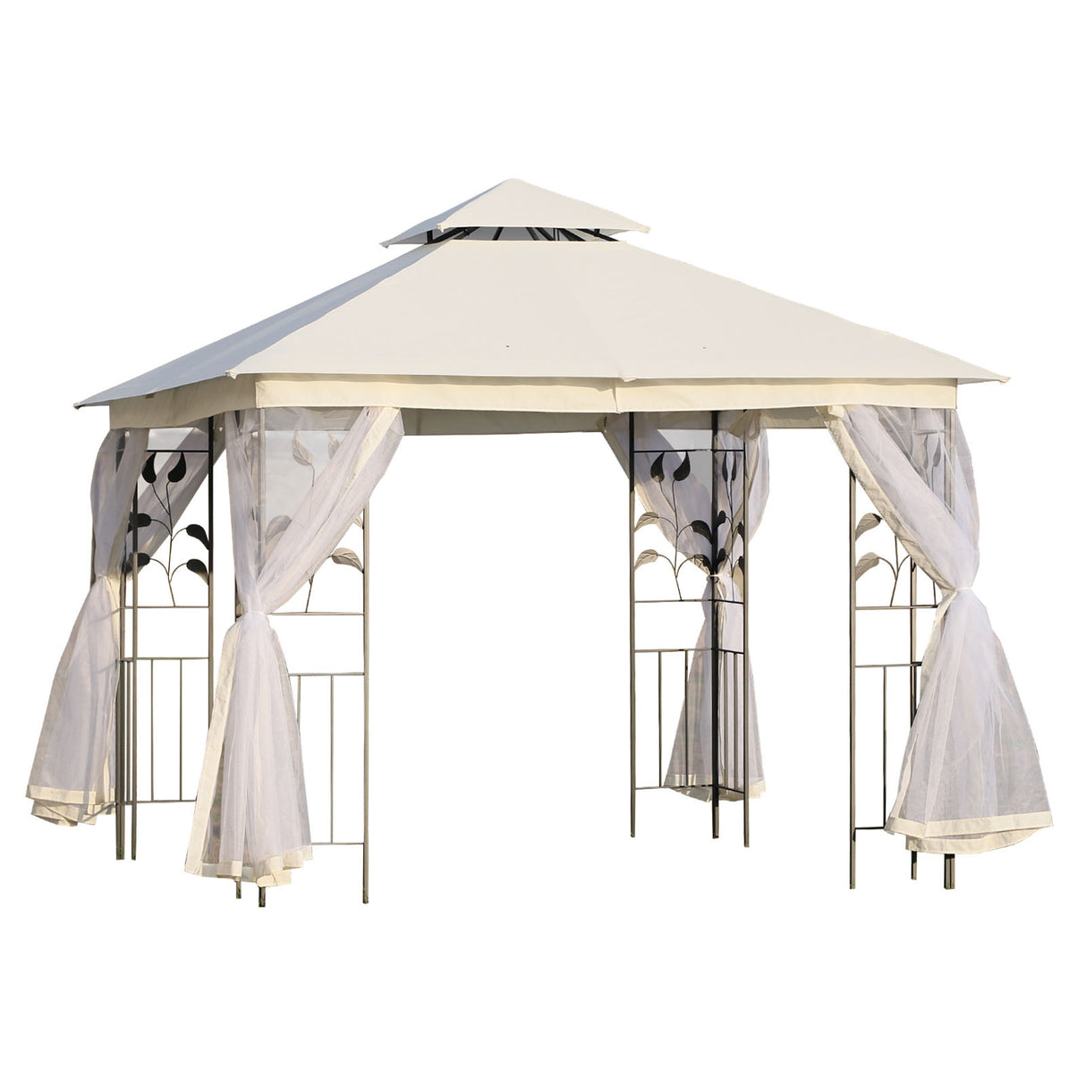 easycomfort easycomfort gazebo da esterno o giardino 3x3m con zanzariera telaio in acciaio e doppio tettuccio bianco