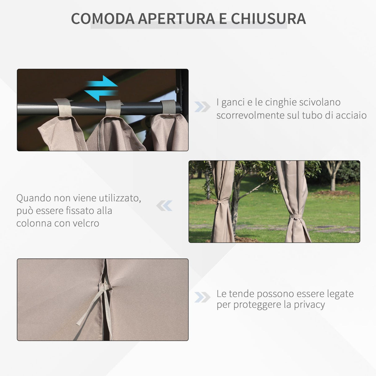 easycomfort easycomfort gazebo da giardinotelo in poliestere 6 pareti rimovibili 12 paletti struttura in metallo beige 400 x 300 x 264 cm