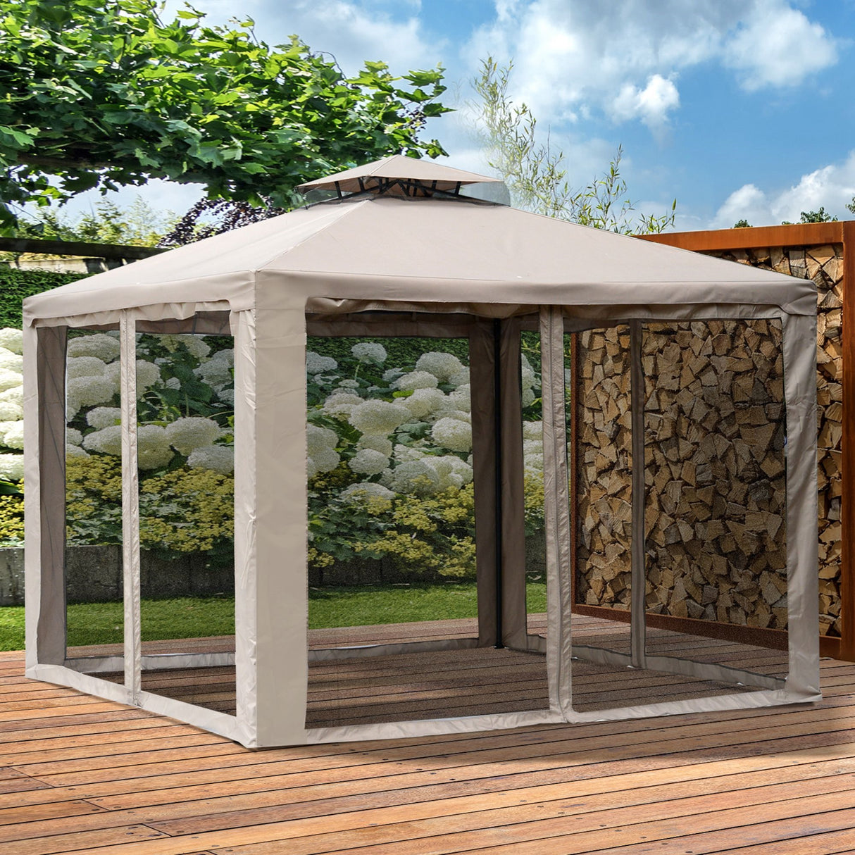 easycomfort easycomfort gazebo da giardino con zanzariera in metallo e poliestere 294x294cm