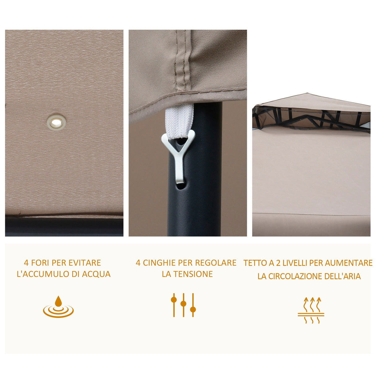 easycomfort easycomfort gazebo da giardino con zanzariera in metallo e poliestere 294x294cm