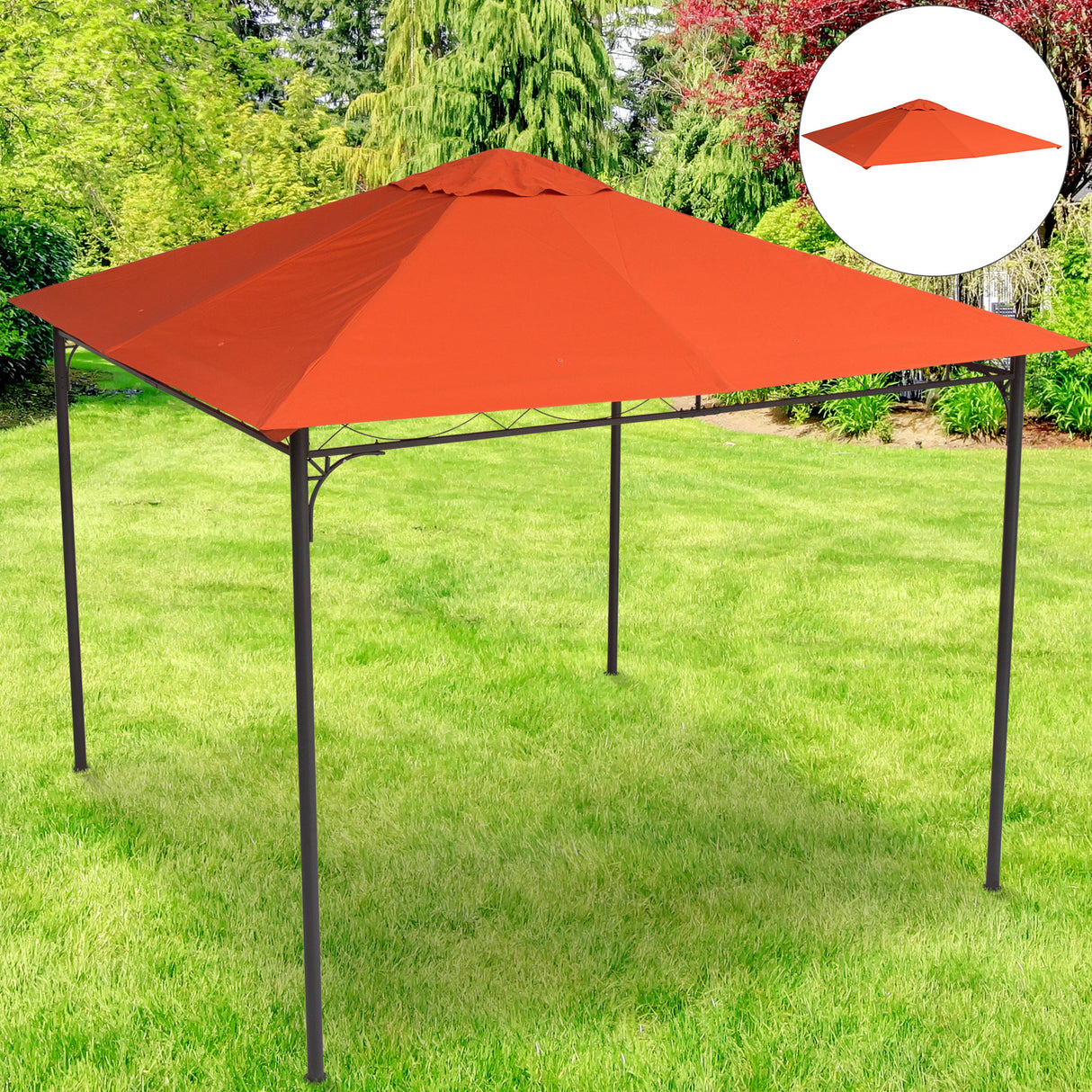 easycomfort easycomfort tetto di ricambio per gazebo 3x3m in poliestere impermeabile anti uv arancione