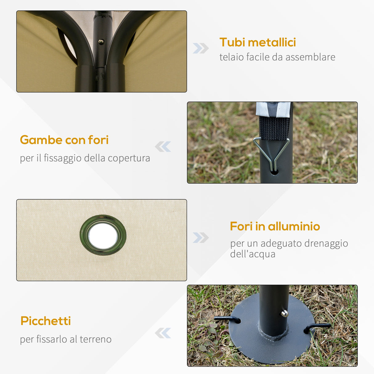 easycomfort easycomfort gazebo da esterno o giardino in metallo con doppio tettuccio beige