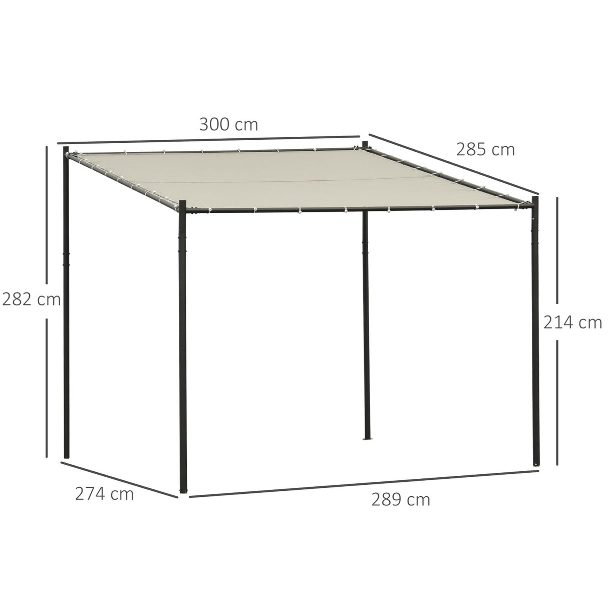 easycomfort easycomfort gazebo pergola da esterno e giardino 3x2.85x2.82m in metallo e poliestere beige pergola addossata