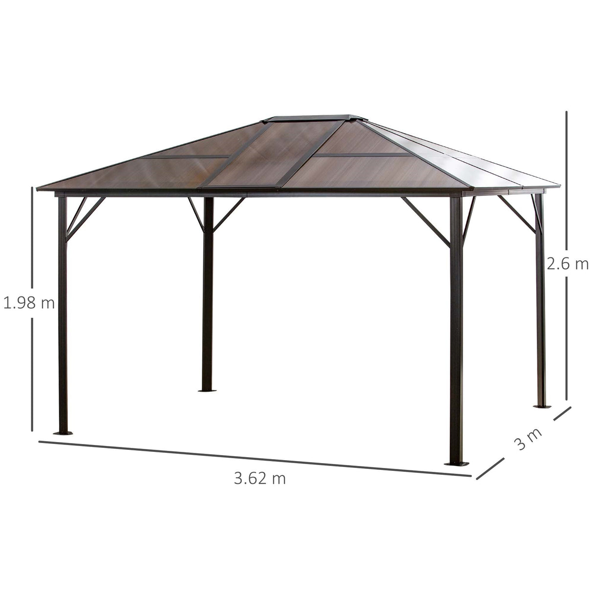 easycomfort easycomfort gazebo da giardino 3 6x3m con tetto apribile in policarbonato e struttura in alluminio