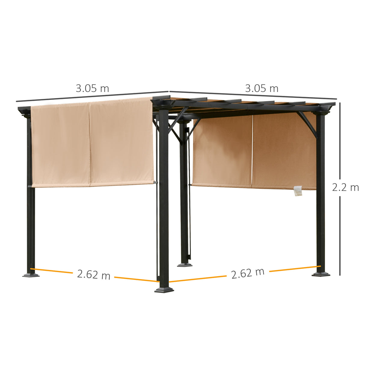 easycomfort pergola gazebo da giardino in acciaio tende regolabili 305x305x220cm