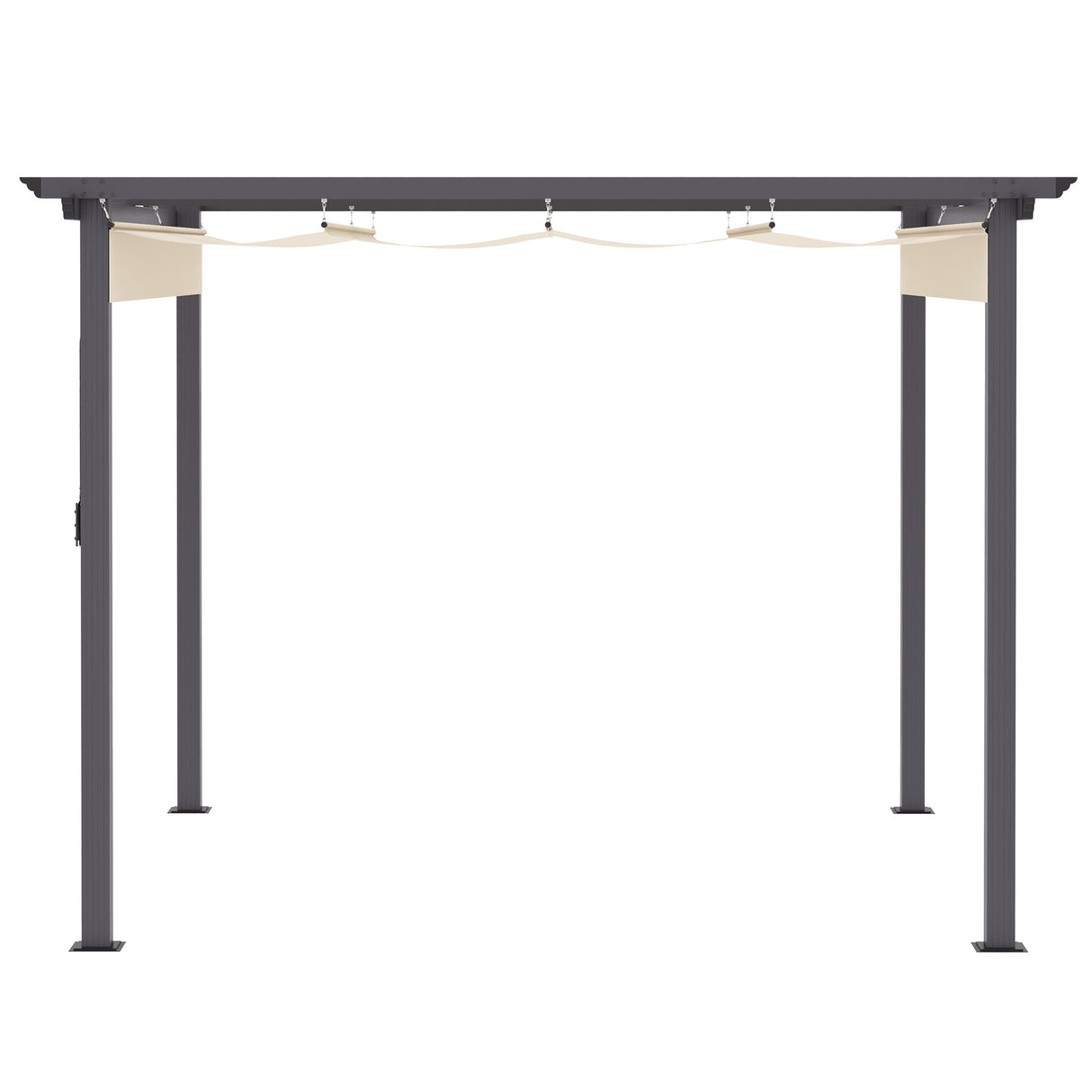 easycomfort gazebo pergola da giardino 3x3m con tenda retrattile in alluminio e poliestere bianco crema