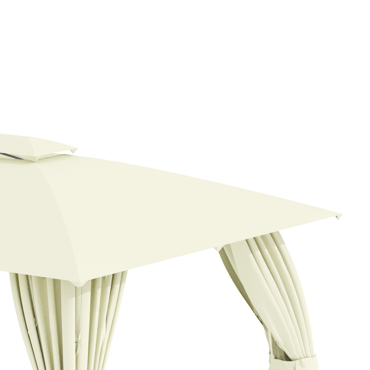 easycomfort gazebo da giardino 4x3m con doppio tettuccio pareti in poliestere e struttura in acciaio beige