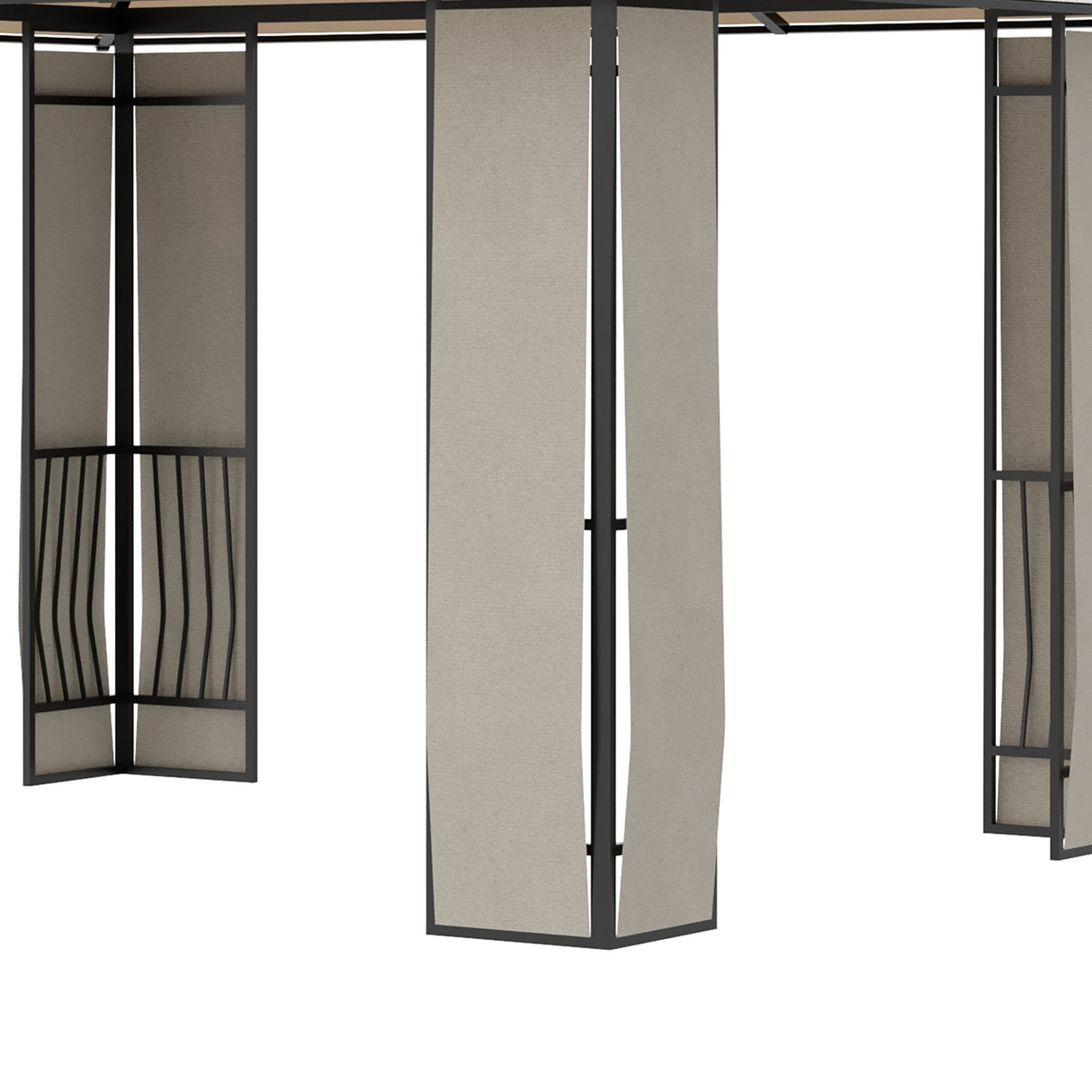 easycomfort gazebo da giardino 3.7x3m con tetto in policarbonato a 2 livelli acciaio e alluminio marrone