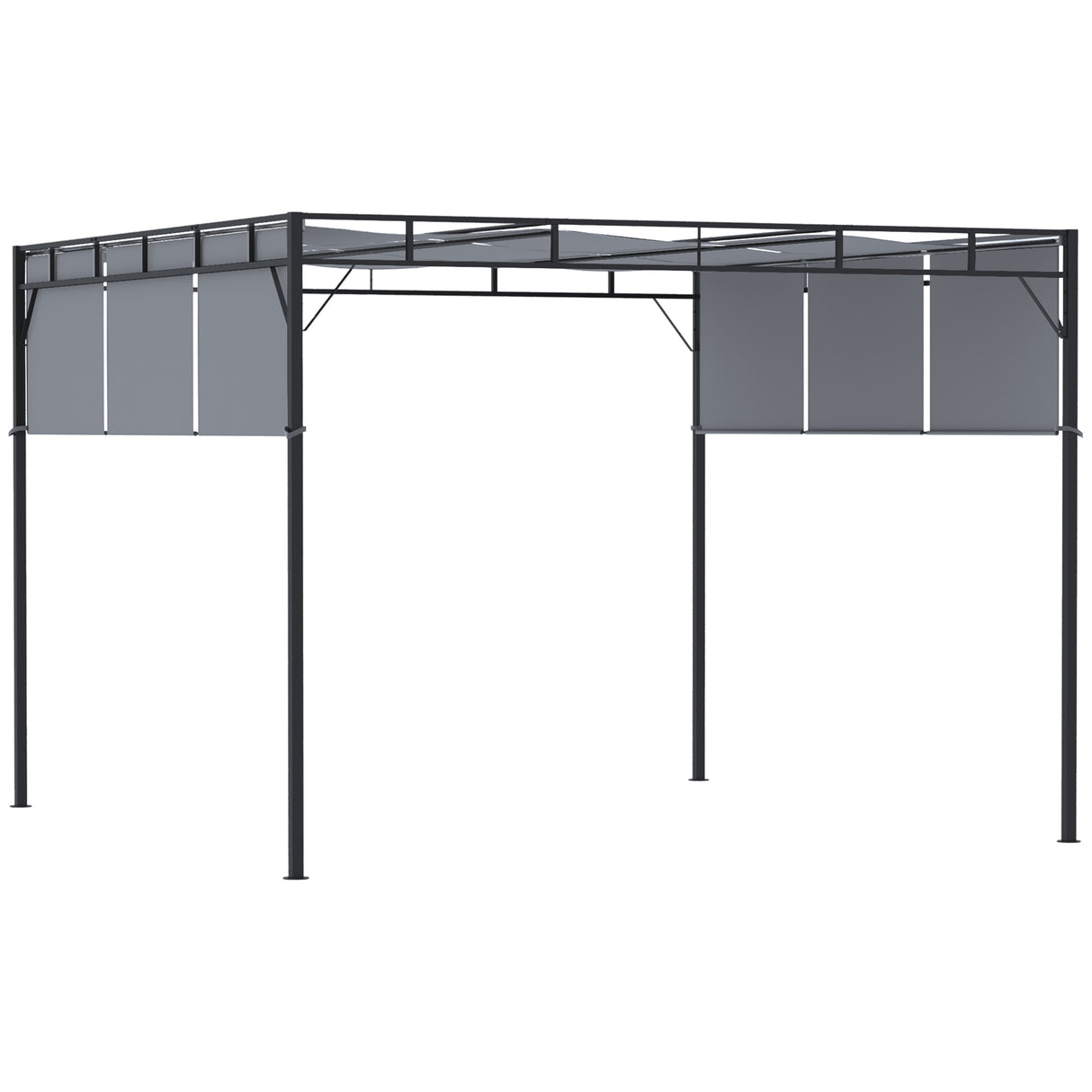easycomfort gazebo a pergola 3x3m in acciaio con tettuccio scorrevole e 8 picchetti inclusi