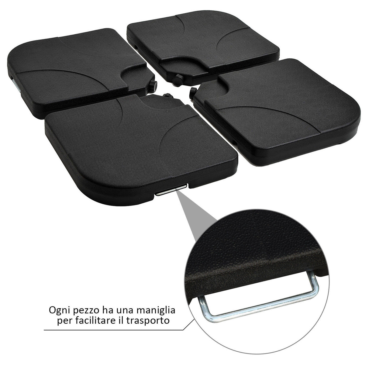 easycomfort easycomfort set 4pz base per ombrellone da giardino in plastica 50 50 7.5cm