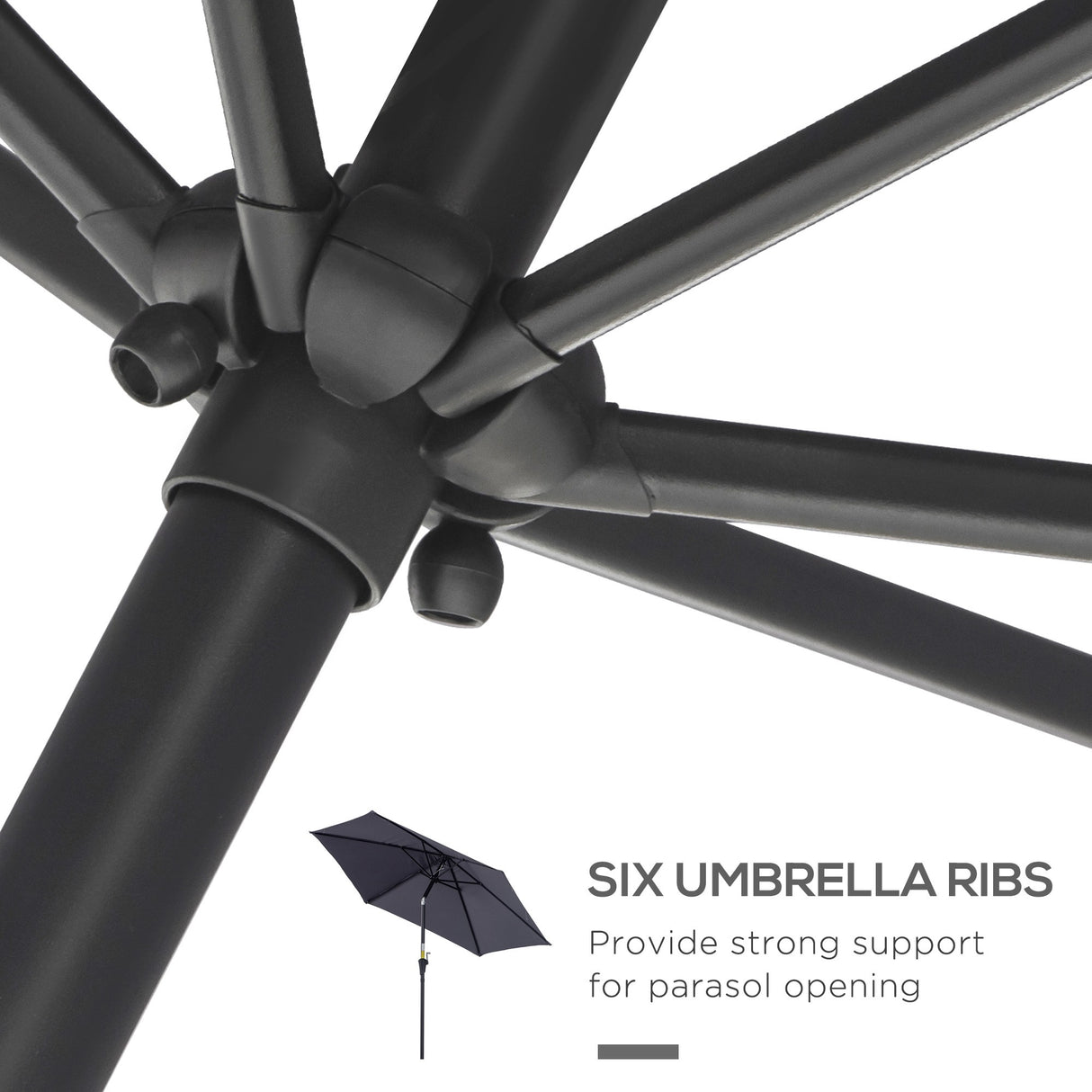 easycomfort ombrellone da giardino 2.7x2.4 m inclinabile con manovella in alluminio e poliestere grigio e nero