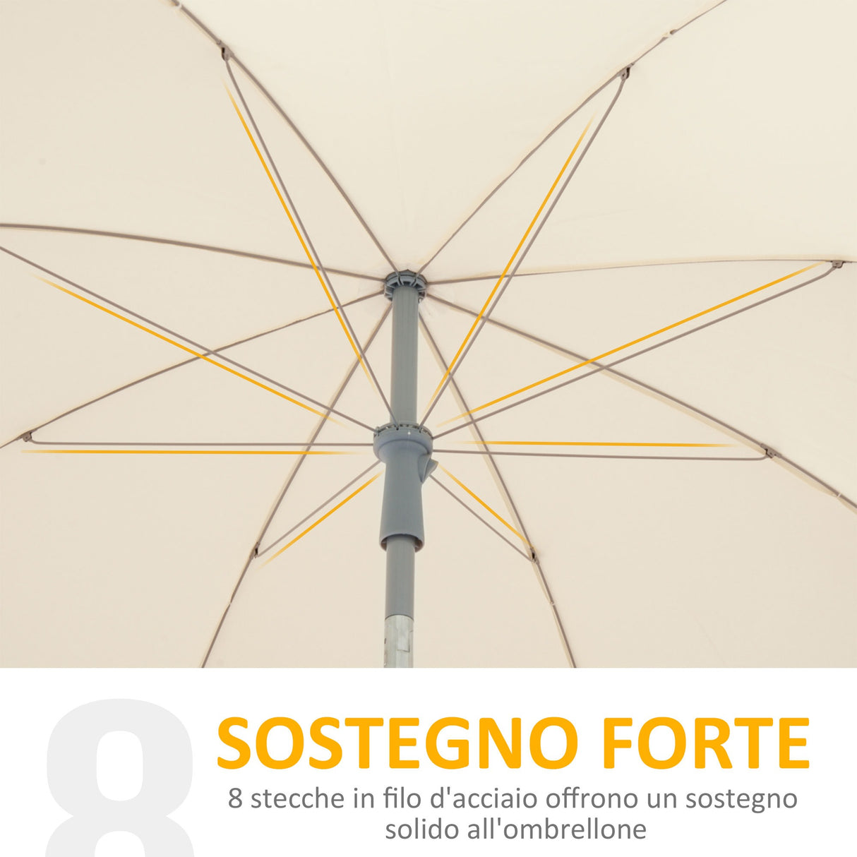 easycomfort easycomfort ombrellone da esterno giardino terrazza portatile 220cm con tettuccio inclinabile in poliestere bianco crema
