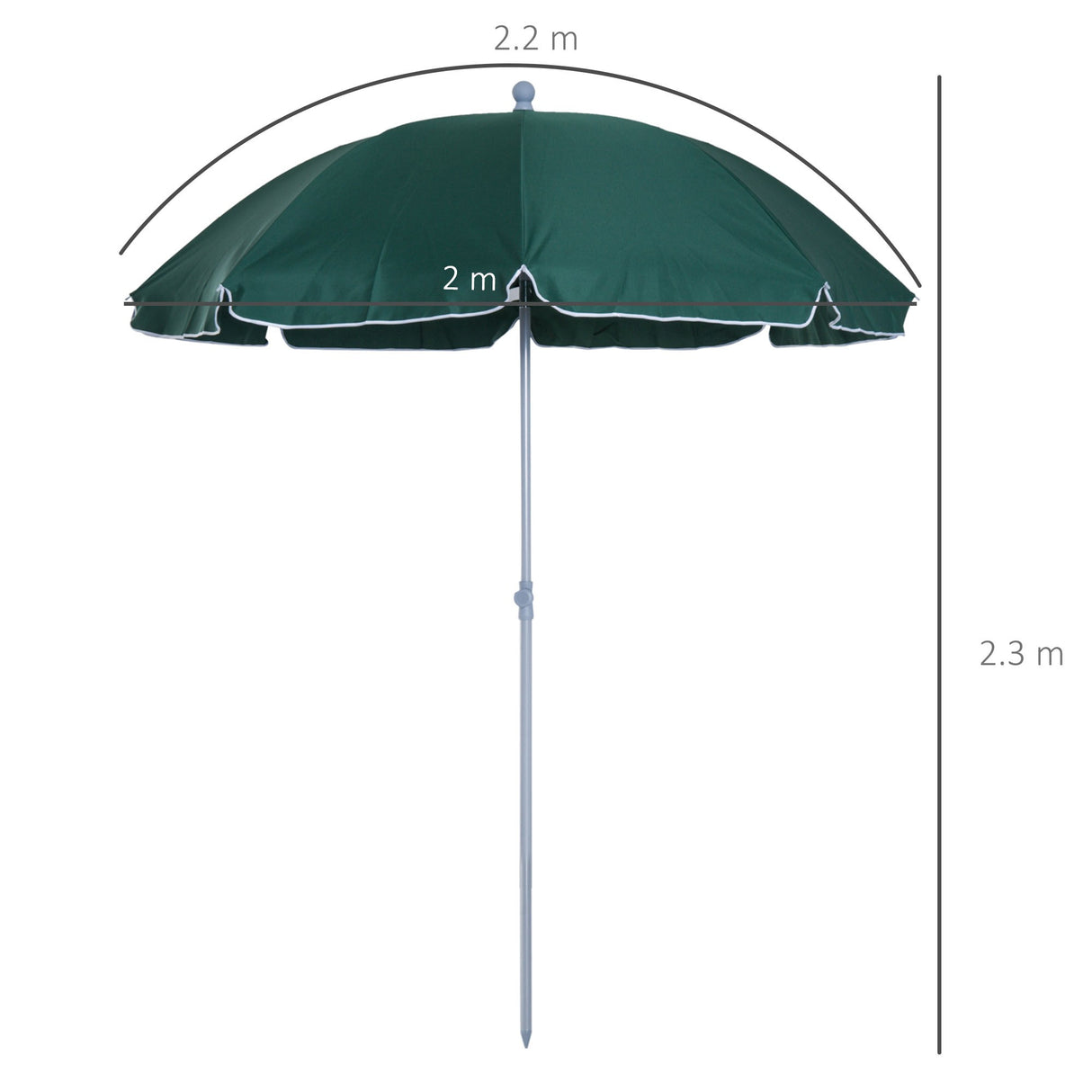easycomfort easycomfort ombrellone da esterno giardino terrazza portatile 220cm con tettuccio inclinabile in poliestere verde scuro
