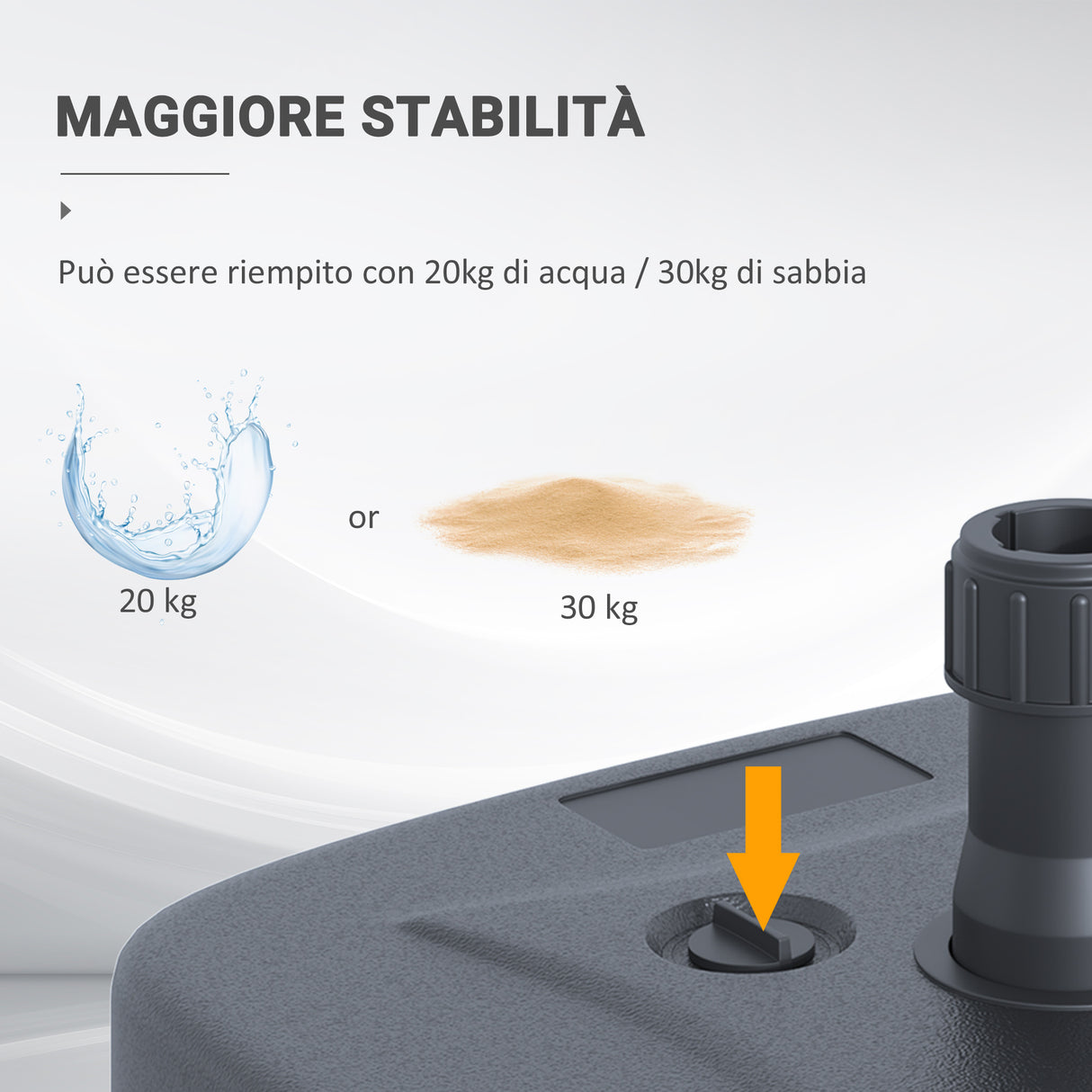 easycomfort easycomfort base per ombrellone riempibile con acqua e sabbia hdpe nero 46x45x26 cm